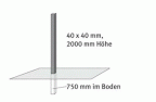 Vierkantprofil-Mast, schwarz, zum Einbetonieren