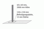 Vierkantprofil-Mast, schwarz, mit Platte
